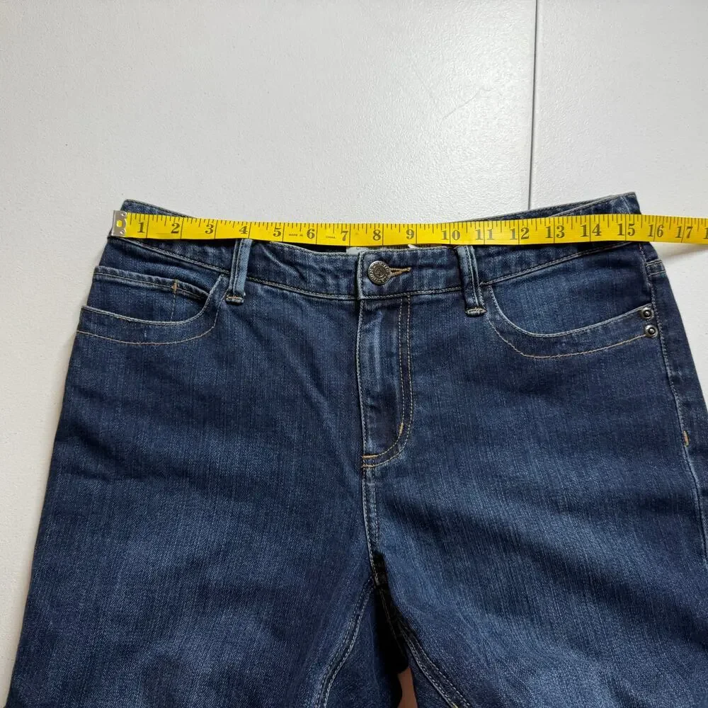 Chico's Platinum Denim Cropped Jeans Womens 6 Blue 5-Pockets Wide-Leg Summer